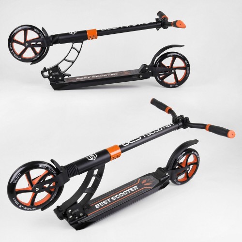 Самокат двоколісний Best Scooter з PU колесами та 2 амортизаторами Black/Orange (100075)