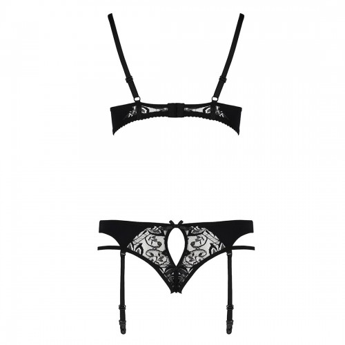 Комплект білизни PAULINE SET black S/M - Passion: стрепи: ліф, стрінги і пояс для панчох в інтернет супермаркеті PbayMarket!