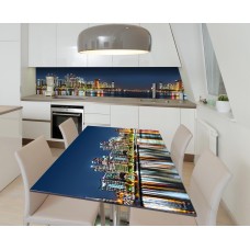 Наклейка 3Д вінілова на стіл Zatarga «Квартал не спить» 650х1200 мм для будинків, квартир, столів, кав'ярень