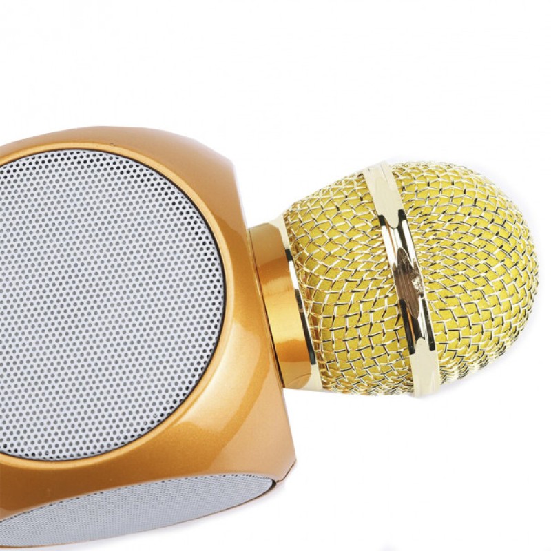 Бездротовий портативний мікрофон Micgeek WS-1816 для караоке з підсвічуванням Bluetooth Gold (3269-9590)