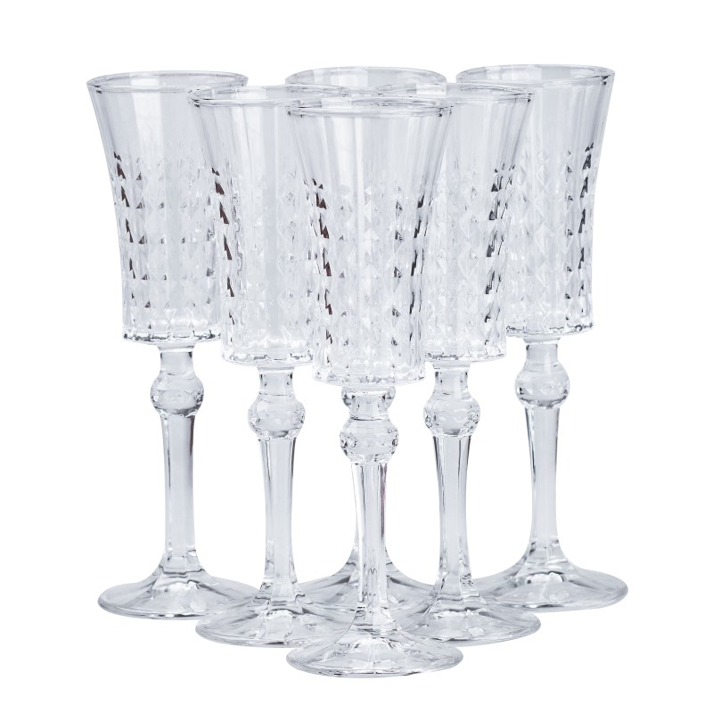 Набір келихів для шампанського під кришталь TS Kitchen 6 штук 150 мл прозорий (HP4156)