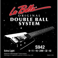 Струни для електрогітари La Bella S942 Double Ball Steinberger Extra Light Electric Guitar Strings 9/42 Струни для електрогітари La Bella S942 Double Ball Steinberger Extra Light Electric Guitar Strings 9/42