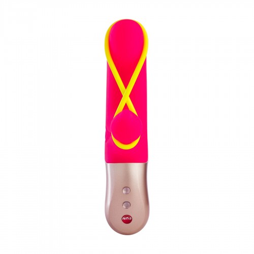 Мінівібратор-кролик зі стимулювальною стрічкою Fun Factory AMORINO pink/neon yellow, стрічка знімна Мінівібратор-кролик зі стимулювальною стрічкою Fun Factory AMORINO pink/neon yellow, стрічка знімна