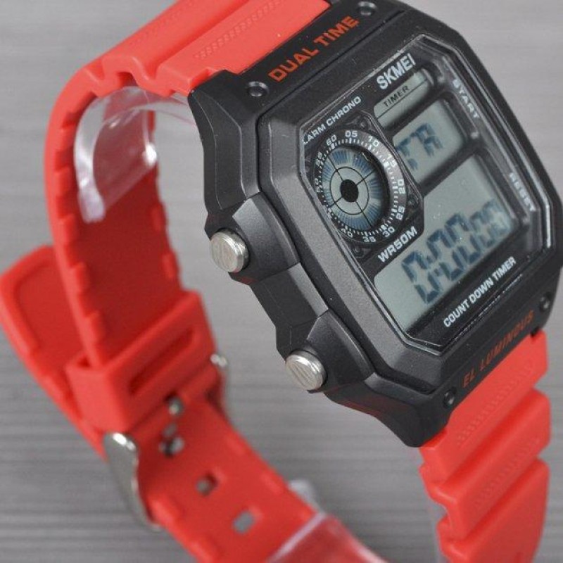 Годинник спортивний водостійкий SKMEI 1299 чорний з червоним (IBW874BR)