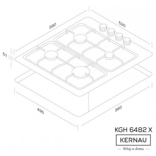 Варильна поверхня газова Kernau KGH 6482 X в інтернет супермаркеті PbayMarket!