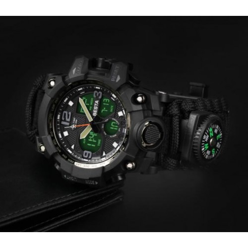 Наручний годинник чоловічий з компасом BESTA Life Pro AllBlack Чорний (3085) Наручний годинник чоловічий з компасом BESTA Life Pro AllBlack Чорний (3085)