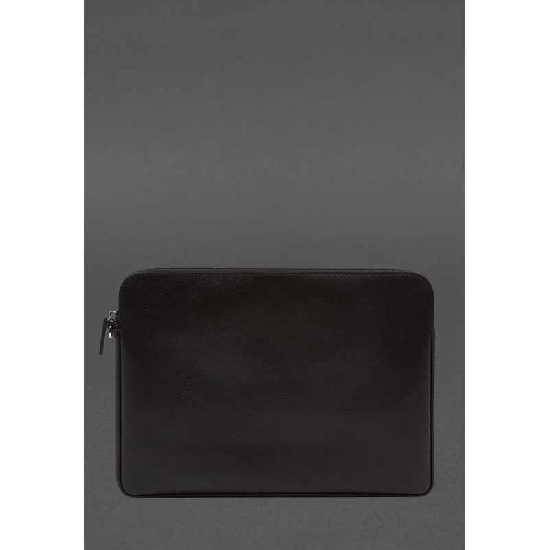 Шкіряний чохол для ноутбука на блискавці з кишенею та хлястиком на руку Чорний BlankNote