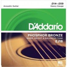 Струни для акустичної гітари D'Addario EJ18 Phosphor Bronze Heavy Acoustic Guitar Strings 14/59
