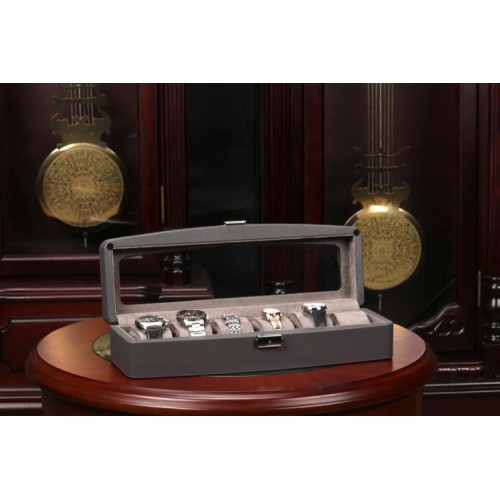 Скринька для зберігання годинників Salvadore 38х13х8,5 см Сірий 6W-HX-GY Скринька для зберігання годинників Salvadore 38х13х8,5 см Сірий 6W-HX-GY