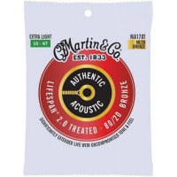 Струни для акустичної гітари Martin MA170T Lifespan Treated 80/20 Bronze Extra Light Authentic Acoustic Guitar Strings Струни для акустичної гітари Martin MA170T Lifespan Treated 80/20 Bronze Extra Light Authentic Acoustic Guitar Strings