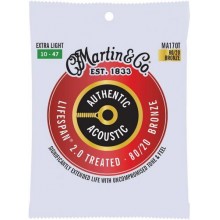 Струни для акустичної гітари Martin MA170T Lifespan Treated 80/20 Bronze Extra Light Authentic Acoustic Guitar Strings