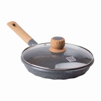 Сковорода з антипригарним мармуровим покриттям та кришкою MGC 26 см Сірий (HP-4-424G)