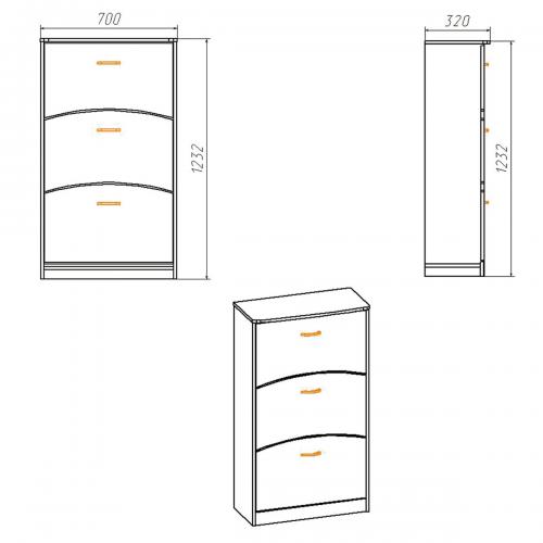 Тумба для взуття Компанит ТО 3Б Яблуня (Tmb-132) Тумба для взуття Компанит ТО 3Б Яблуня (Tmb-132)