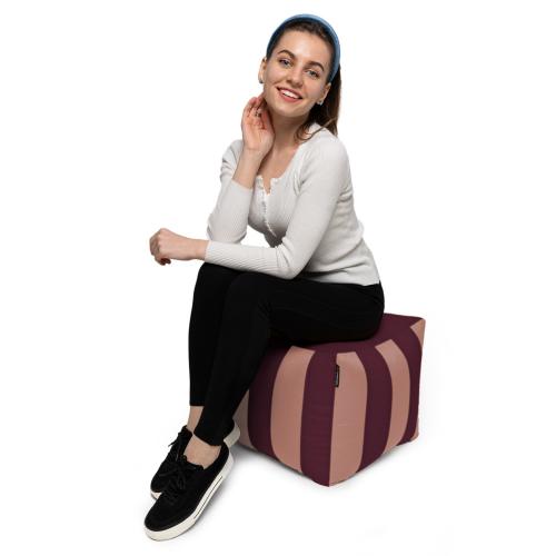 Пуф Кубик Смугастий Оксфорд 40х40 Студія комфорту Кава + Бордова Пуф Кубик Смугастий Оксфорд 40х40 Студія комфорту Кава + Бордова