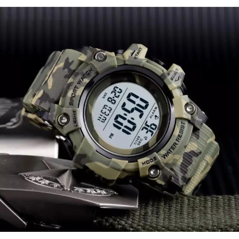 Годинник чоловічий спортивний Skmei 1552 Зелений камуфляж