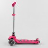 Самокат триколісний Best Scooter складане алюмінієве кермо, 4 колеса PU зі світлом Pink (102317)