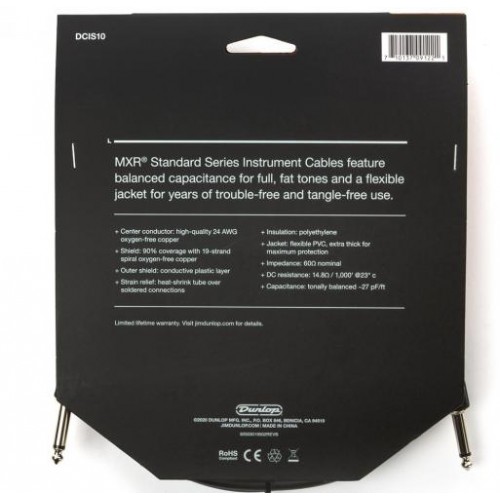 Кабель інструментальний Dunlop DCIS10 MXR Standard Instrument Cable 3.0m (10ft) Кабель інструментальний Dunlop DCIS10 MXR Standard Instrument Cable 3.0m (10ft)