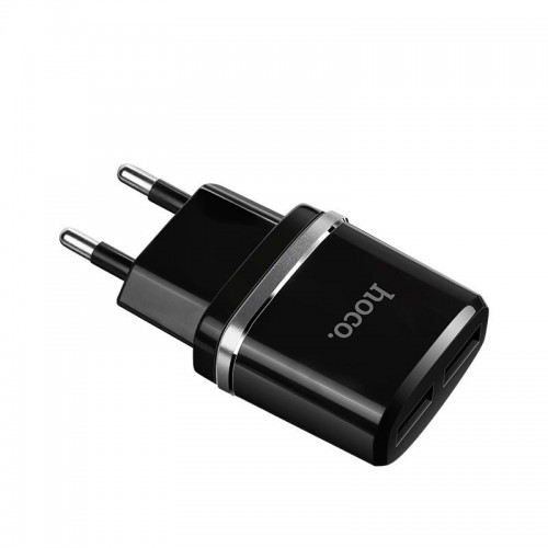 Зарядний пристрій Hoco C12 Smart (2USB, 2.4А) Black (6957531064114) + кабель MicroUSB в інтернет супермаркеті PbayMarket!