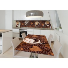 Наклейка 3Д вінілова на стіл Zatarga «Кавова посмішка» 650х1200 мм для будинків, квартир, столів, кав'ярень, кафе
