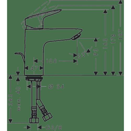 Змішувач для раковини з донним клапаном Hansgrohe Logis CoolStart 2 Flow 71105000 в інтернет супермаркеті PbayMarket!