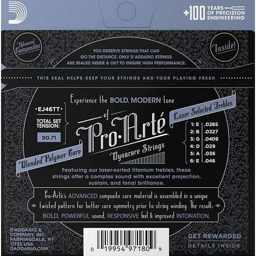 Струни для класичної гітари D'Addario EJ46TT Classic Silverplated Wound Titanium Nylon Hard Tension