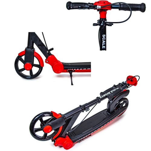 Двоколісне складане самокат ручне гальмо Scale Sports SS-91 51 х 12 см 80 кг Black and red (1309131214)