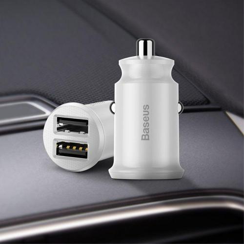Автомобільний зарядний пристрій Baseus С8-K Grain Mini Smart Car Charger 3.1A 2хUSB White (651162372) Автомобільний зарядний пристрій Baseus С8-K Grain Mini Smart Car Charger 3.1A 2хUSB White (651162372)