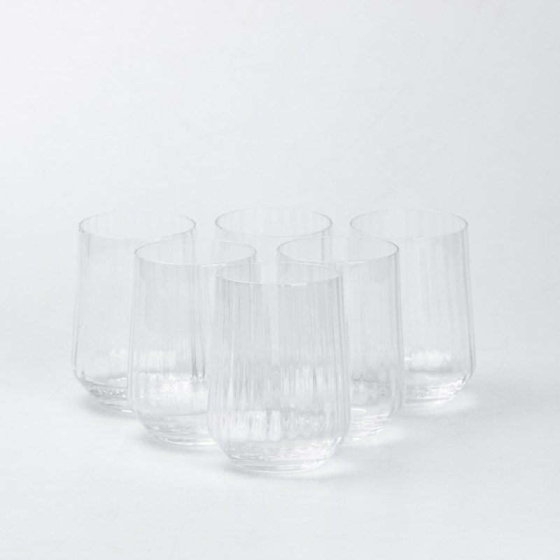 Набір склянок TS Kitchen для напоїв фігурних ребристих 450 мл 6 штук прозорий прозорий (HP98)
