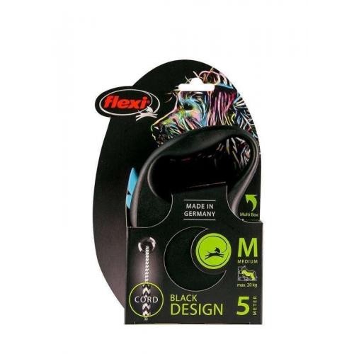 Поводок рулетка для собак Flexi Black Design M 5 м до 20 кг синий Поводок рулетка для собак Flexi Black Design M 5 м до 20 кг синий