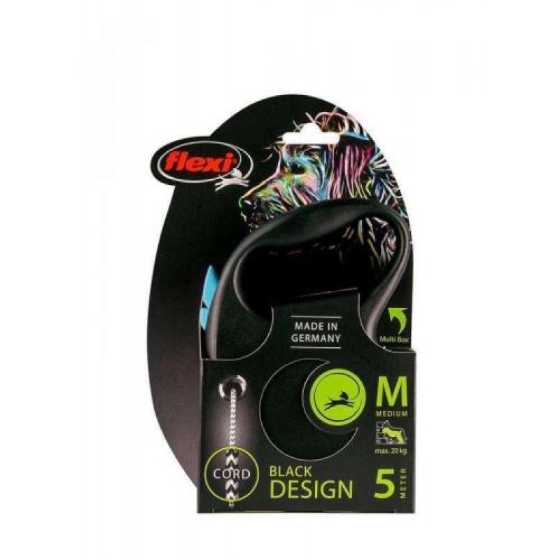 Поводок рулетка для собак Flexi Black Design M 5 м до 20 кг синий
