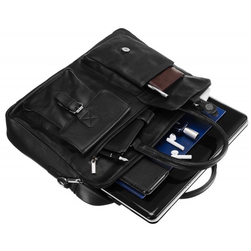 Чоловіча шкіряна сумка-портфель для ноутбука до 14 дюймів Always Wild Чорний (LAP15602NDM)