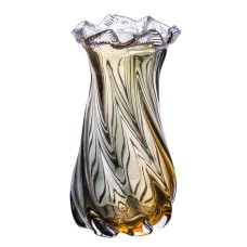 Ваза ручної роботи скляна YIWU Lilly 21 см Жовто-сірий (HP-9-12)