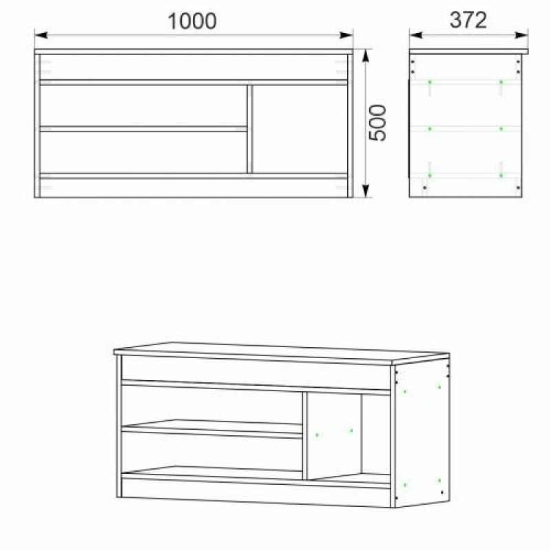 Тумба для взуття Компанит ТО 17 100х37,2х50 см вільха