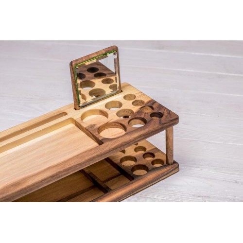 Дерев'яний  холдер для зберігання косметики із дзеркалом ecoWalnut 440x140x110 мм Дерев'яний  холдер для зберігання косметики із дзеркалом ecoWalnut 440x140x110 мм
