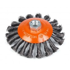 Щітка Polax конусна по металу для УШМ (болгарки) пучки витого плетеного сталевого дроту М14 115 мм (54-165)