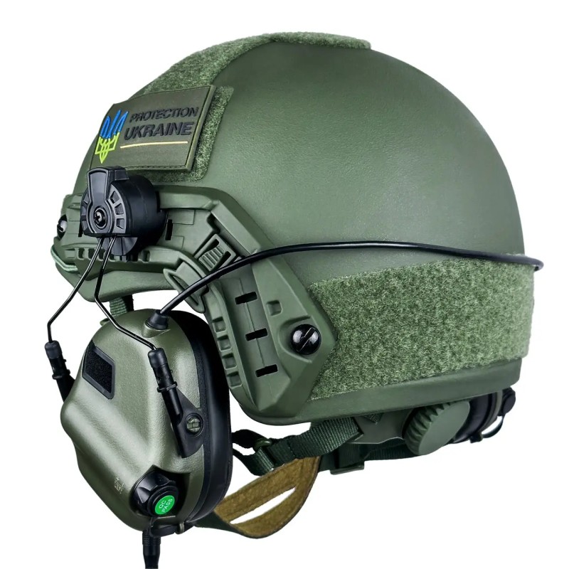 Шолом кевларовий FAST NIJ IIIA та навушники Earmor M31H Mod3 M Ranger Green
