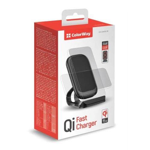 Бездротовий зарядний пристрій ColorWay Wireless Stand 15W Black (CW-CHW31Q-BK) Бездротовий зарядний пристрій ColorWay Wireless Stand 15W Black (CW-CHW31Q-BK)