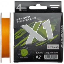 Шнур Favorite X1 PE 4x 150m #2.0/0.240mm 30lb/13.8kg Помаранчевий (1013-1693.11.23)