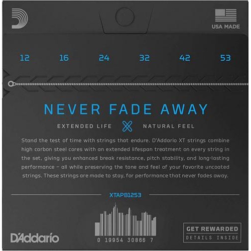 Струни для акустичної гітари 6 шт D'Addario XTAPB1253 XT Phosphor Bronze Light 12/53 Струни для акустичної гітари 6 шт D'Addario XTAPB1253 XT Phosphor Bronze Light 12/53