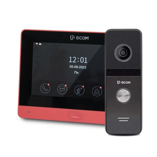 Комплект Wi-Fi відеодомофонa BCOM BD-760FHD/T Red з підтримкою Tuya Smart і BT-400FHD Black Комплект Wi-Fi відеодомофонa BCOM BD-760FHD/T Red з підтримкою Tuya Smart і BT-400FHD Black