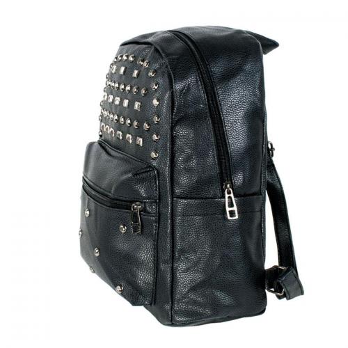 Рюкзак міський BackPack Заклепки Rivets Кожзам 30х23х12 см Чорний (22470) в інтернет супермаркеті PbayMarket!