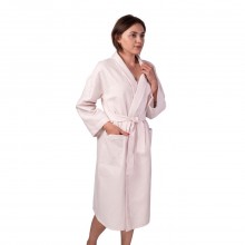 Вафельний халат Luxyart Кімоно розмір (54-56) XL 100% бавовна пудрова (LS-141)