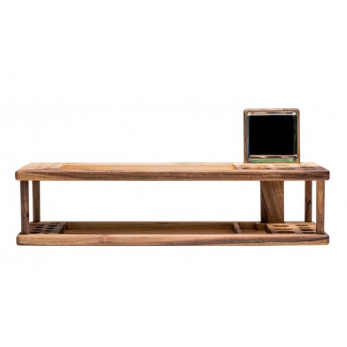 Дерев'яний  холдер для зберігання косметики із дзеркалом ecoWalnut 440x140x110 мм Дерев'яний  холдер для зберігання косметики із дзеркалом ecoWalnut 440x140x110 мм