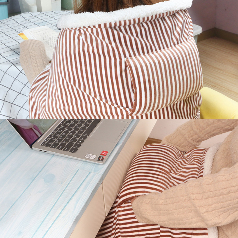 Плед шаль ковдра Lesko 105 * 65 см Brown з підігрівом usb від повербанка