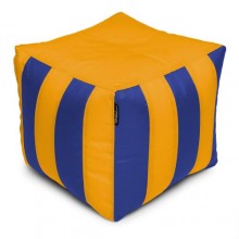 Пуф Кубик Смугастий Оксфорд 40х40 Студія Комфорту Жовтий + Синій