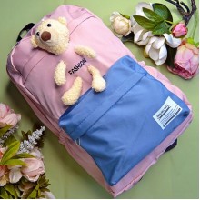Рюкзак шкільний для дівчинки та хлопчика Hoz Bear Fashion 29 х 42 х 18 см Рожевий із синім (SK001665)