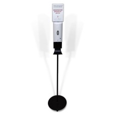 Дозатор сенсорний для антисептика No Brand 7960A на стійці з краплеуловлювачем та табличкою (7960A-BPBKT)