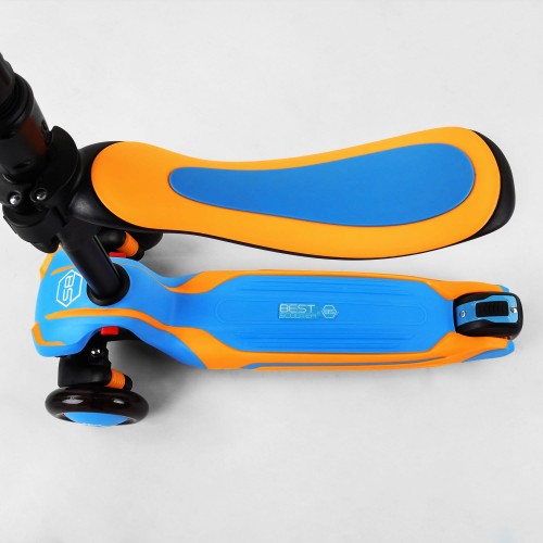 Самокат триколісний із сидінням Best Scooter MAXI PU колеса зі світлом 60 кг Blue and yellow (102930)