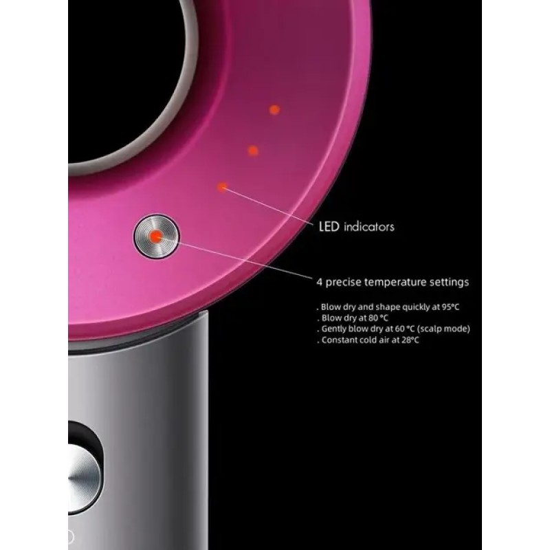 Фен стайлер для волосся Kemei 5 в 1 Supersonic Premium Magic Hair 1600 Вт 5 насадок Рожевий (HD07P)