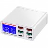 Зарядна станція з дисплеєм на 6 портів Addap MCS-896P, мультизарядний пристрій з 4×USB-A та 2×Type-C портами, 87W, Біла (0234)